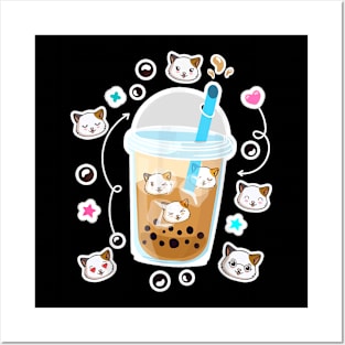 Cat Boba Ea Bubble Ea Anime Kawaii Neko Funny Cat Boba Ea Posters and Art